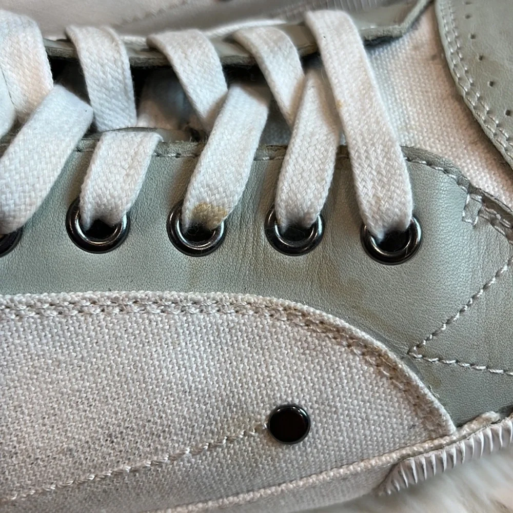 Gray Saks Fifth Avenue Paley Lace Up Leather Canvas Men Shoes Sneakers Size 9.5